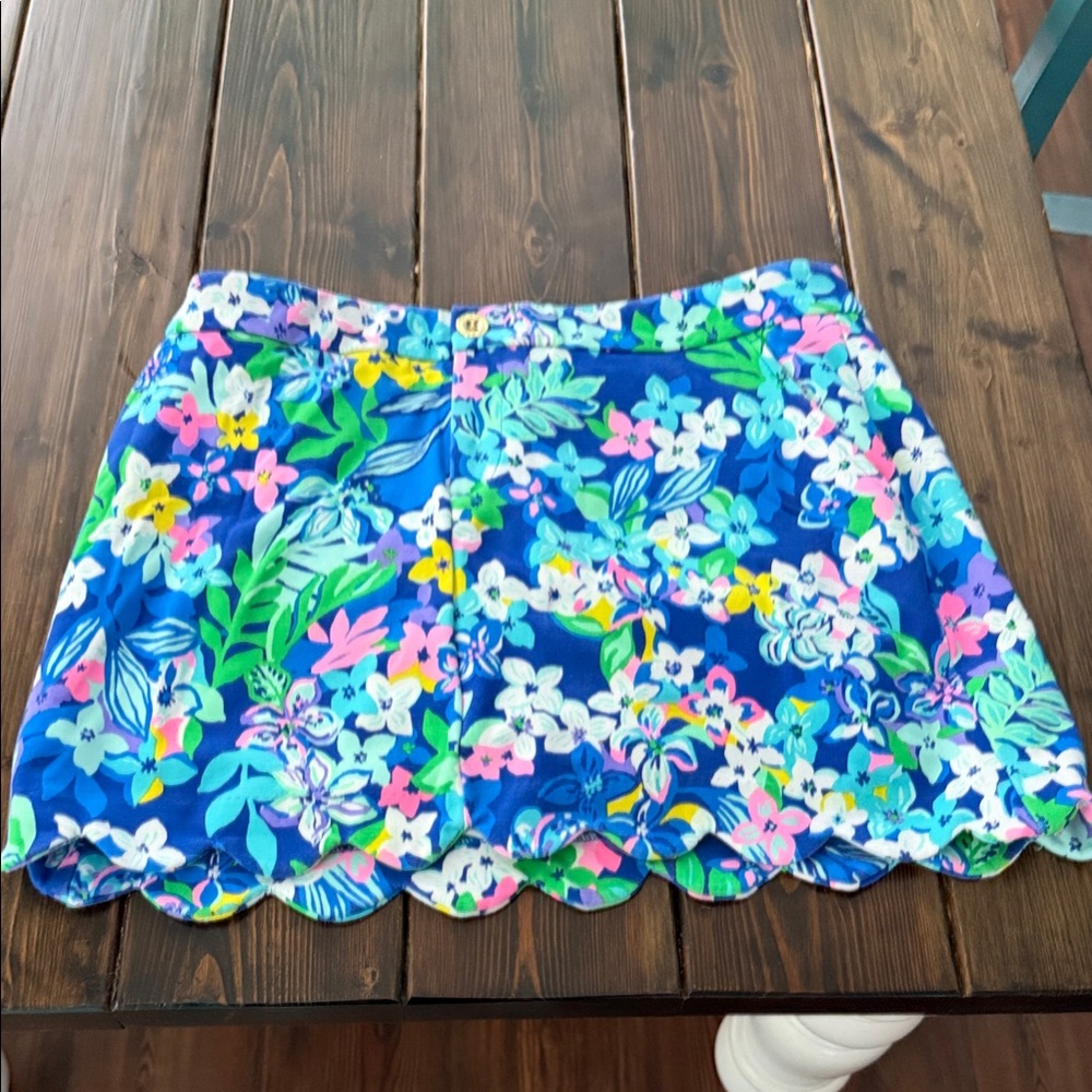 Lilly Pulitzer Blue Floral Mini Skirt